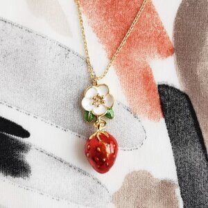 kate spade Red Strawberry and White Flower Necklace